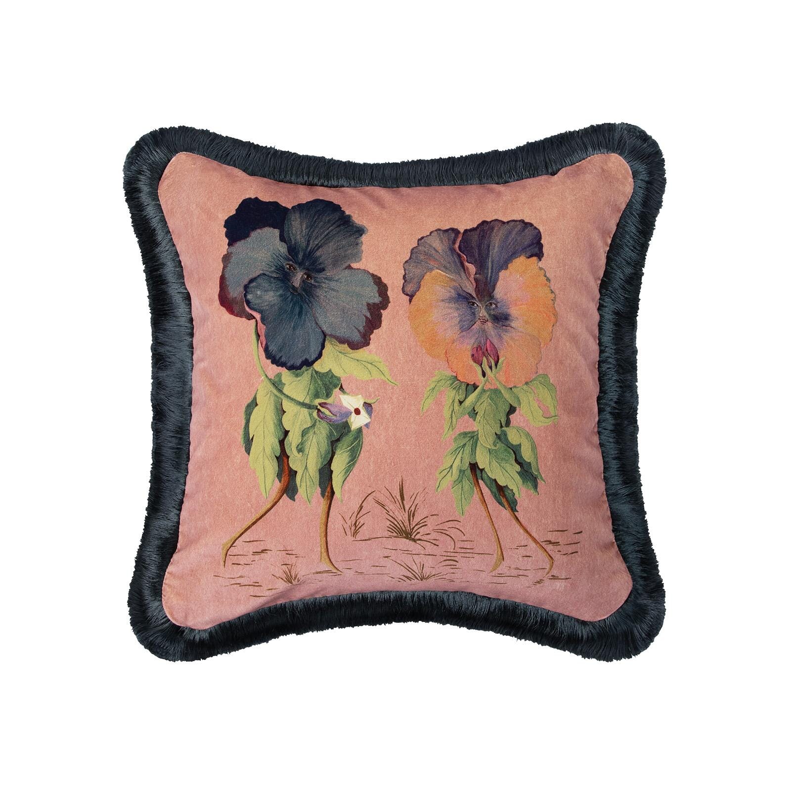 LOVE LETTER Medium Fringe Velvet Cushion - Tourmaline
