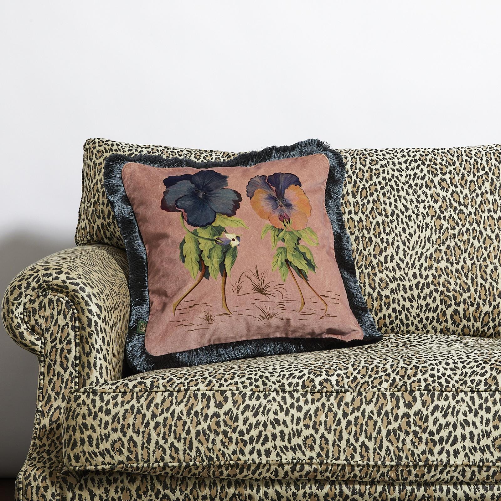 LOVE LETTER Medium Fringe Velvet Cushion - Tourmaline