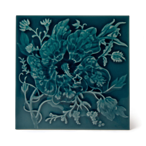 ARTEMIS HIBISCUS Relief Tiles Sample - Teal