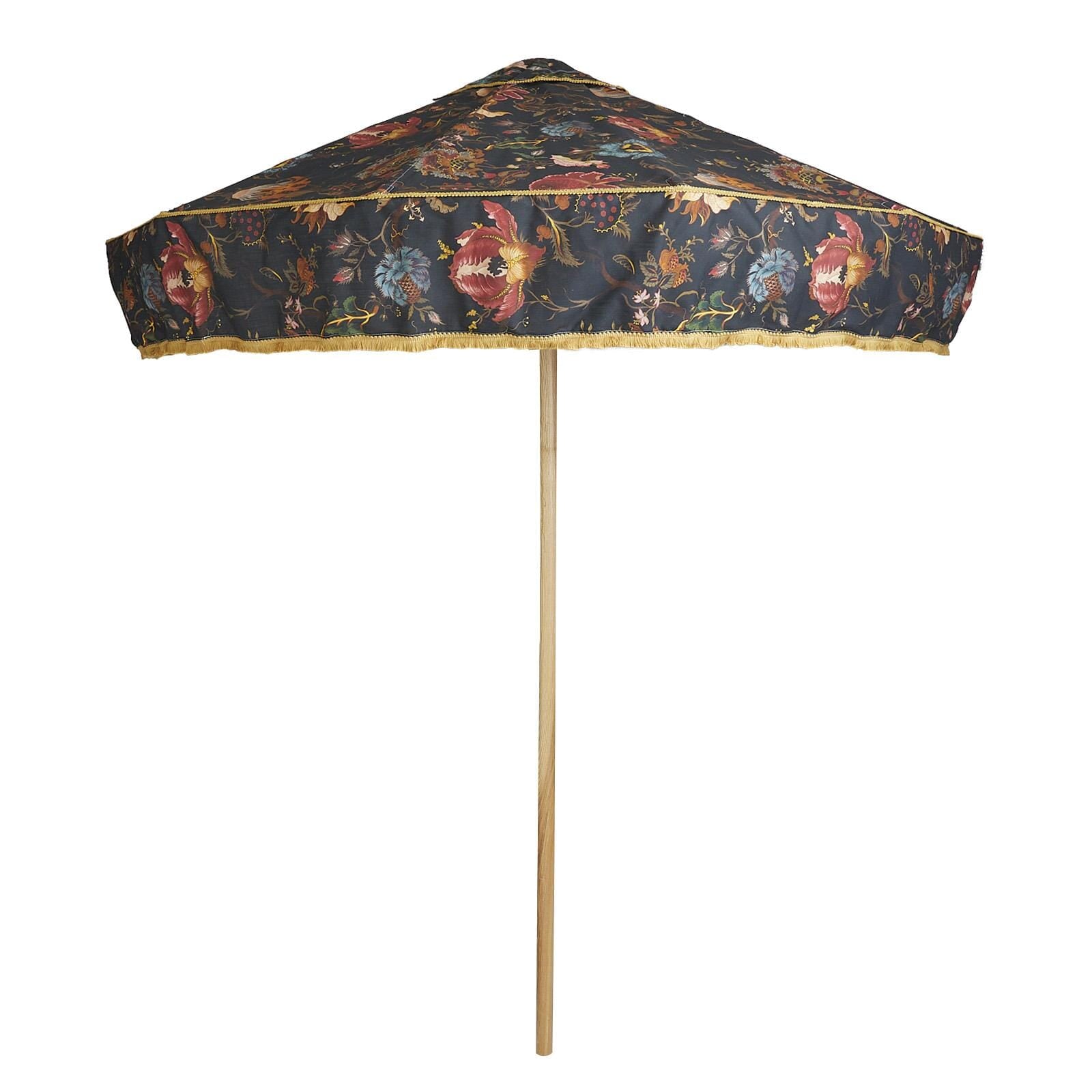 black and gold patio umbrella House of Hackney Black Floral ARTEMIS
