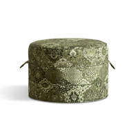 CASPAR Linen Medium Round Hassock - Juniper