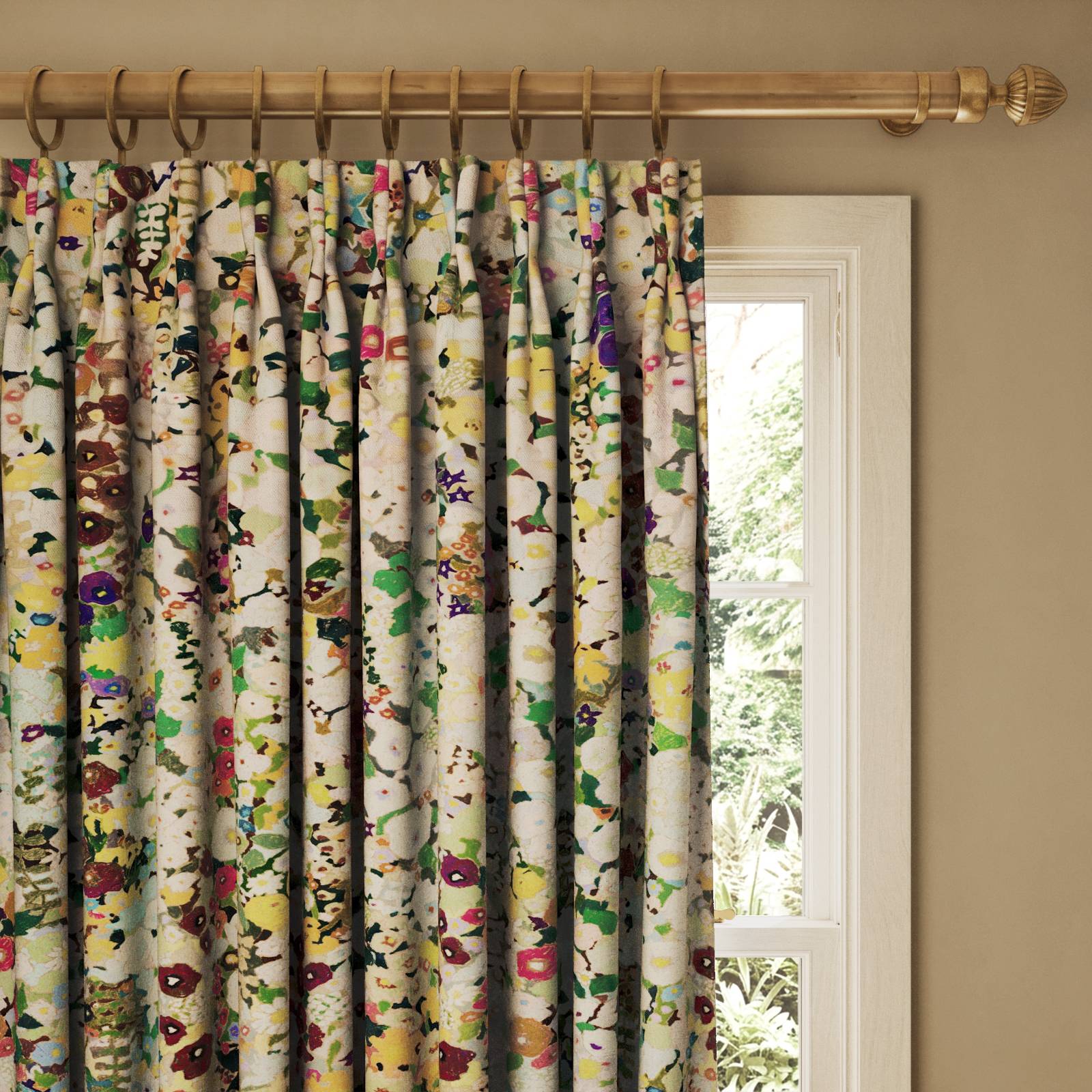 HOLLYHOCKS Cotton Linen Curtain - Summer | House of Hackney