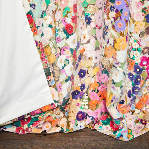 HOLLYHOCKS Velvet Curtain - Spring secondary image
