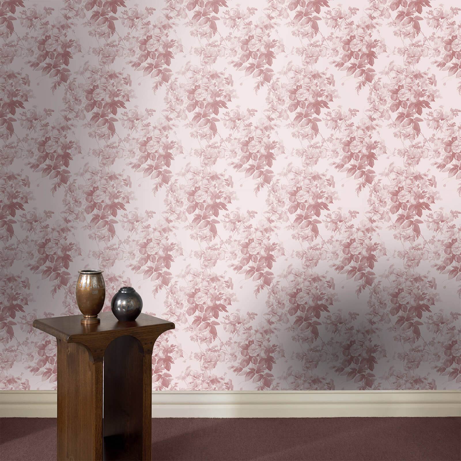 LONDON ROSE Traditional Wallpaper - Blush