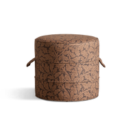 QUERCUS Linen Small Round Hassock - Aubergine