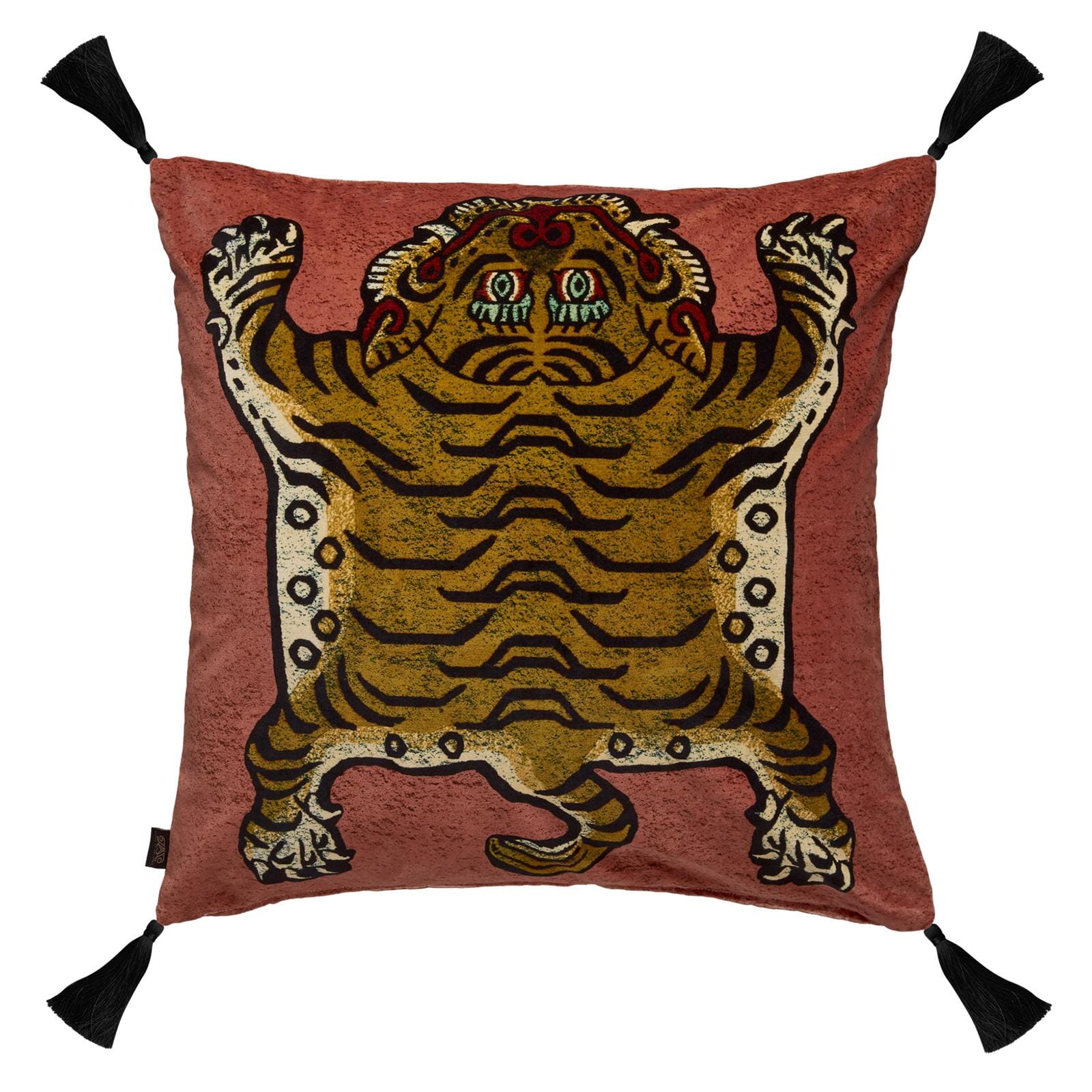 SABER Large Tassel Velvet Cushion - Pink