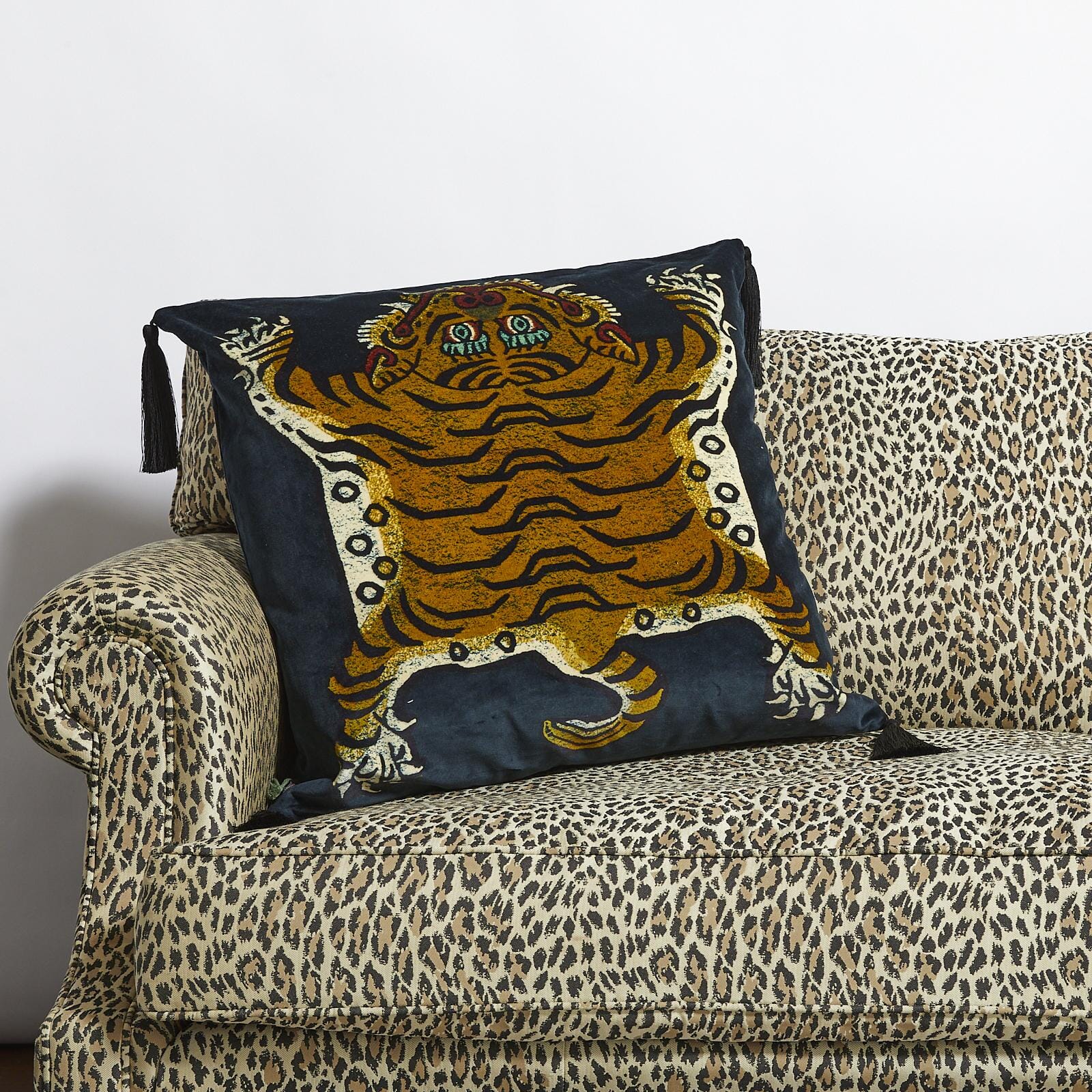 SABER Large Tassel Velvet Cushion - Midnight