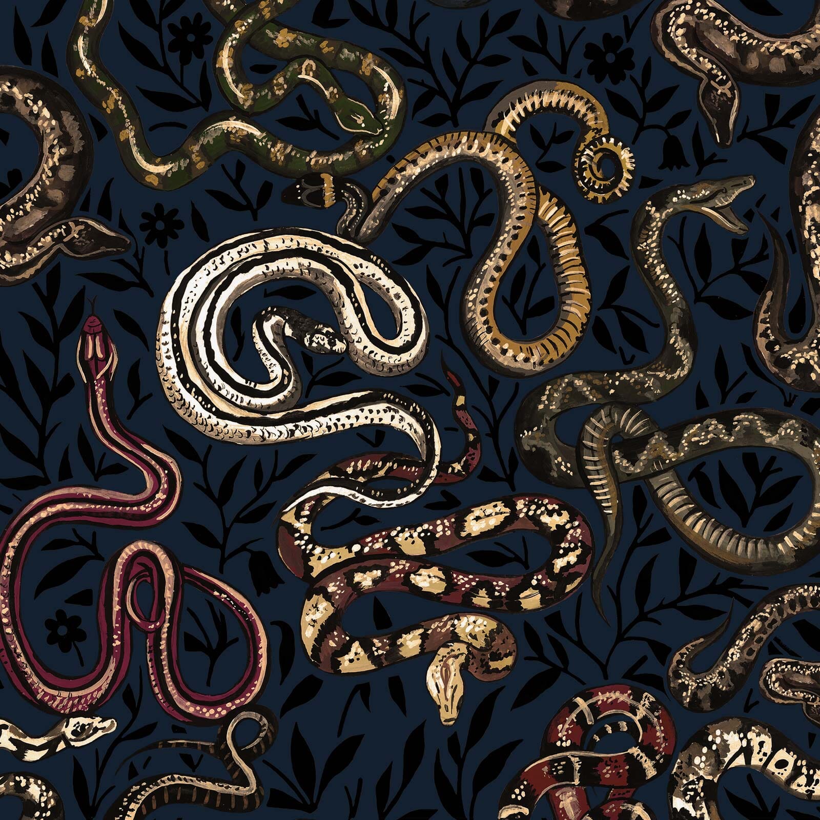 SNAKES AND ADDERS Wallpaper - Black Sample