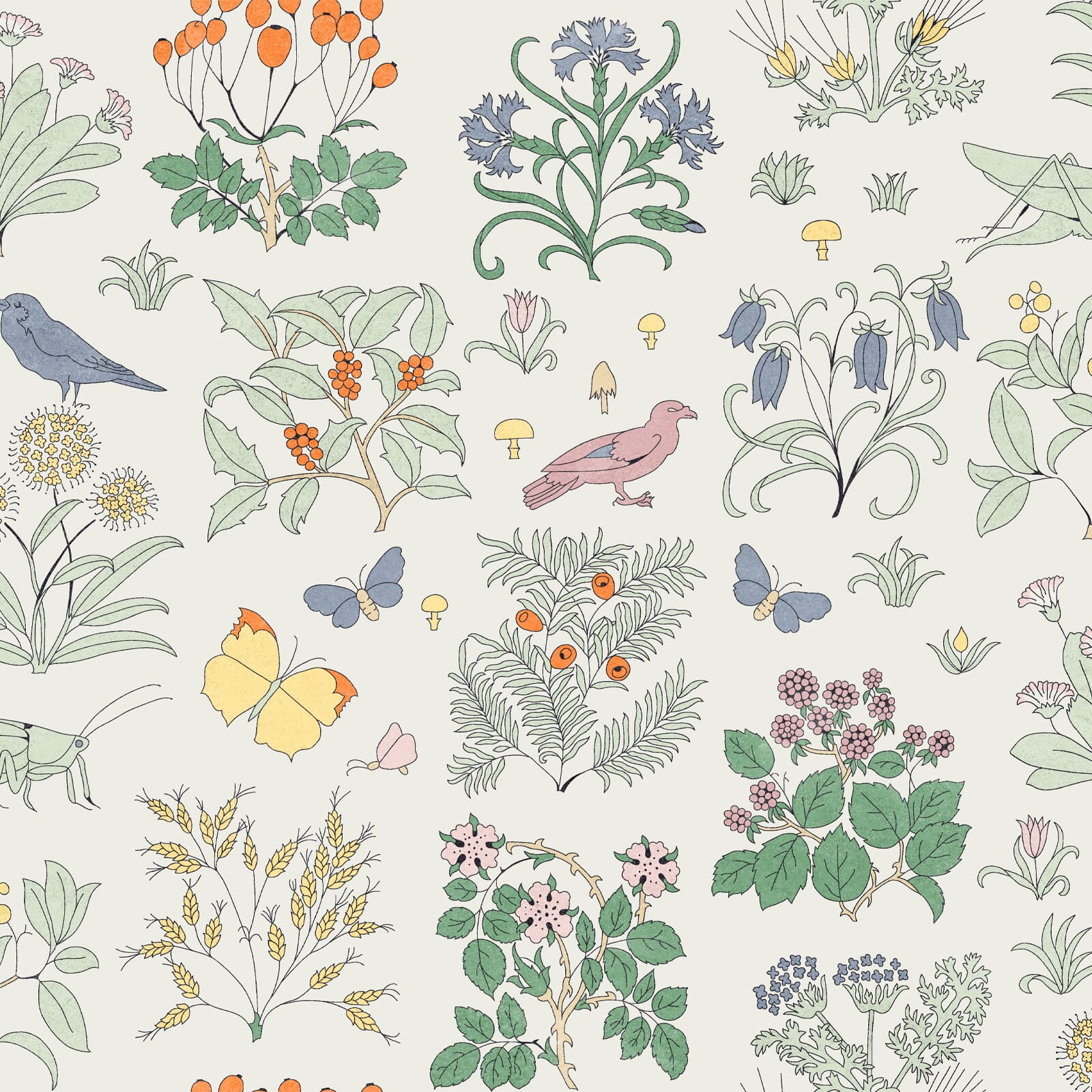 VOYSEY'S GARDEN MAGNA Wallpaper - Off White