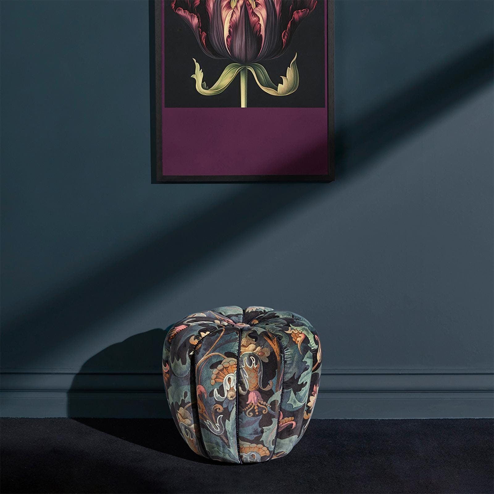 VESPERTINE Velvet Clovis Footstool - Apatite