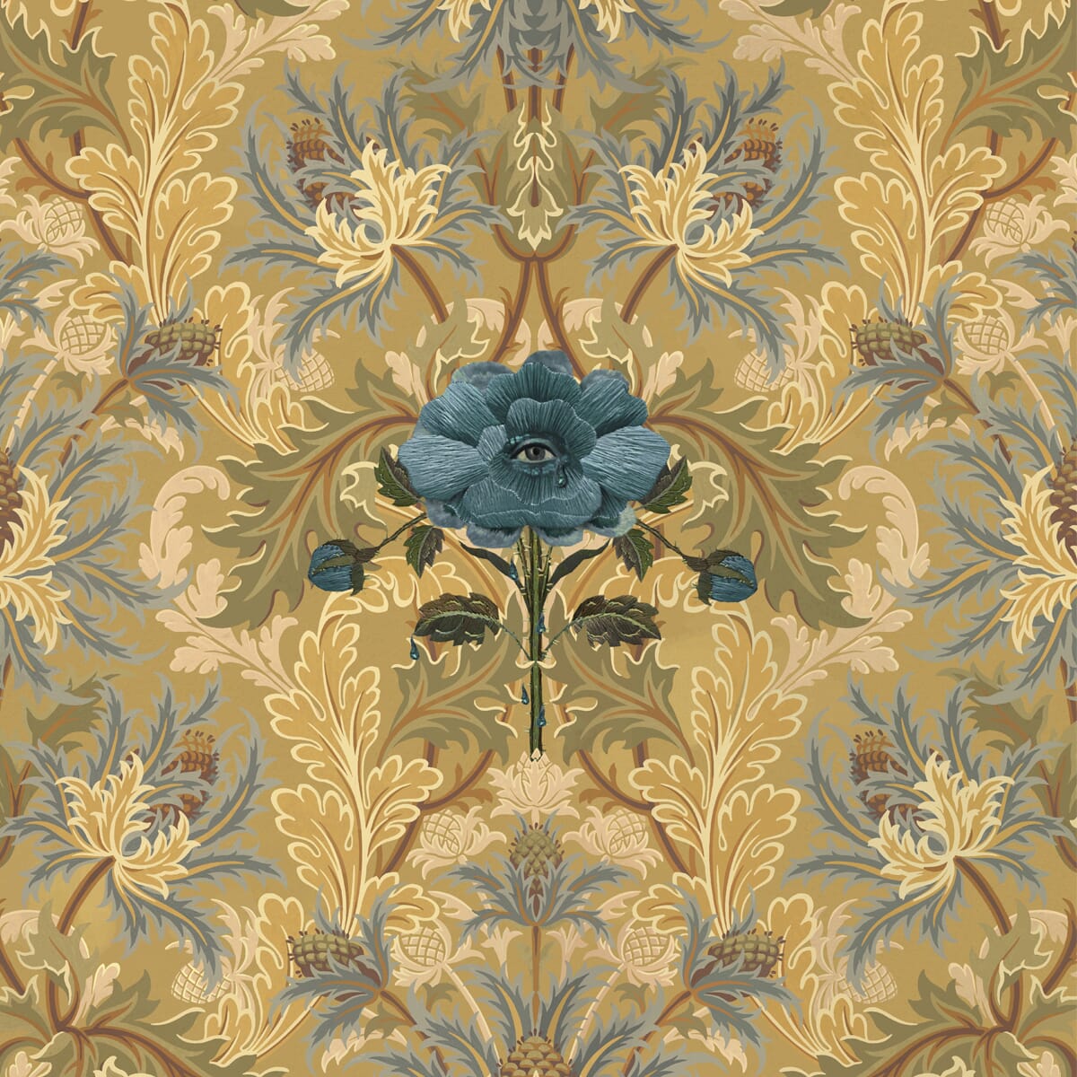 THE BLUE ROSE WEEPING Wallpaper - Aurelian Sample