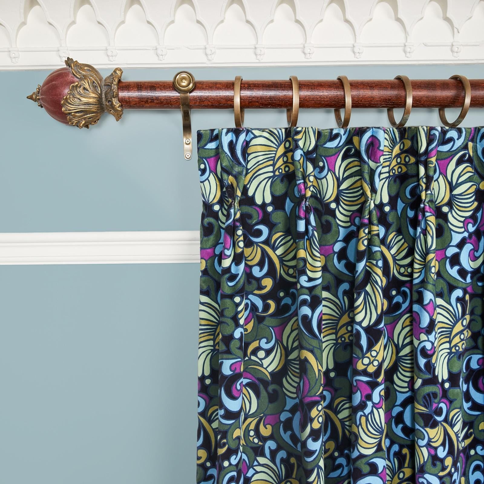 ZENNOR Velvet Curtain - Ocean