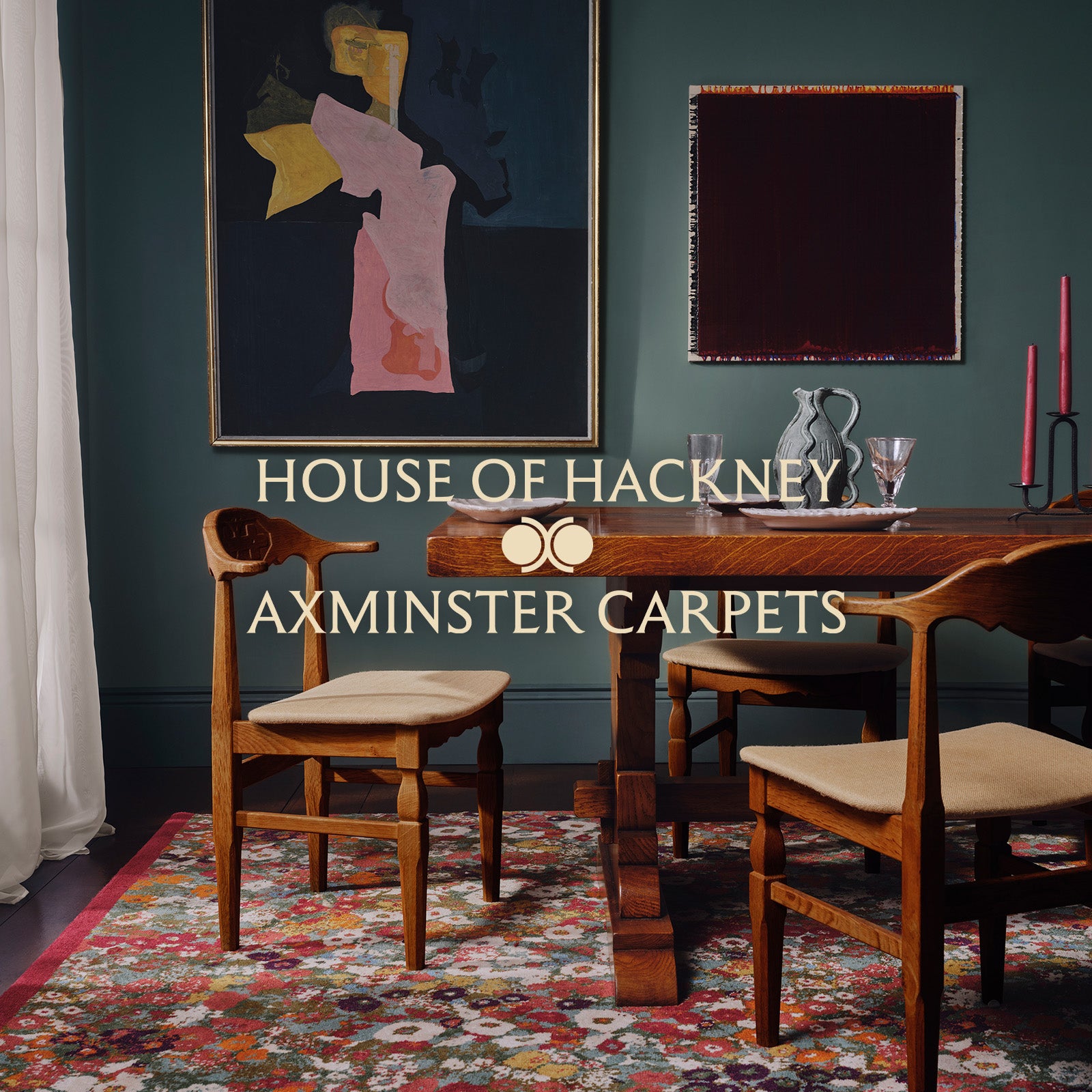a table and chairs in a room