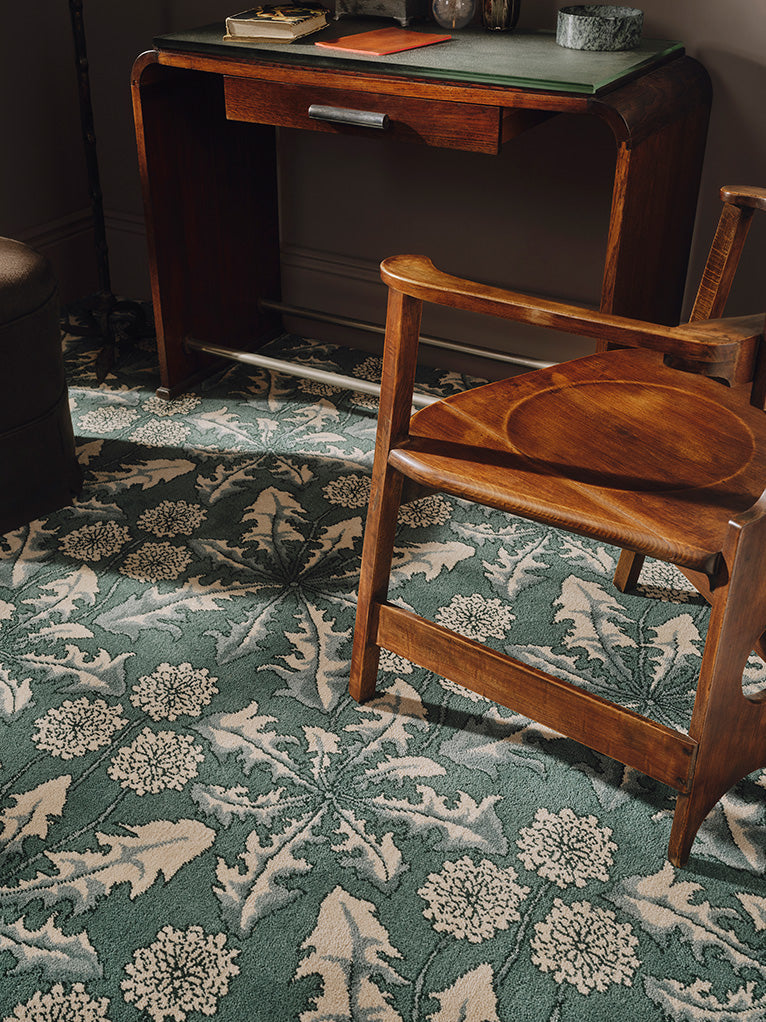 a chair on a carpet