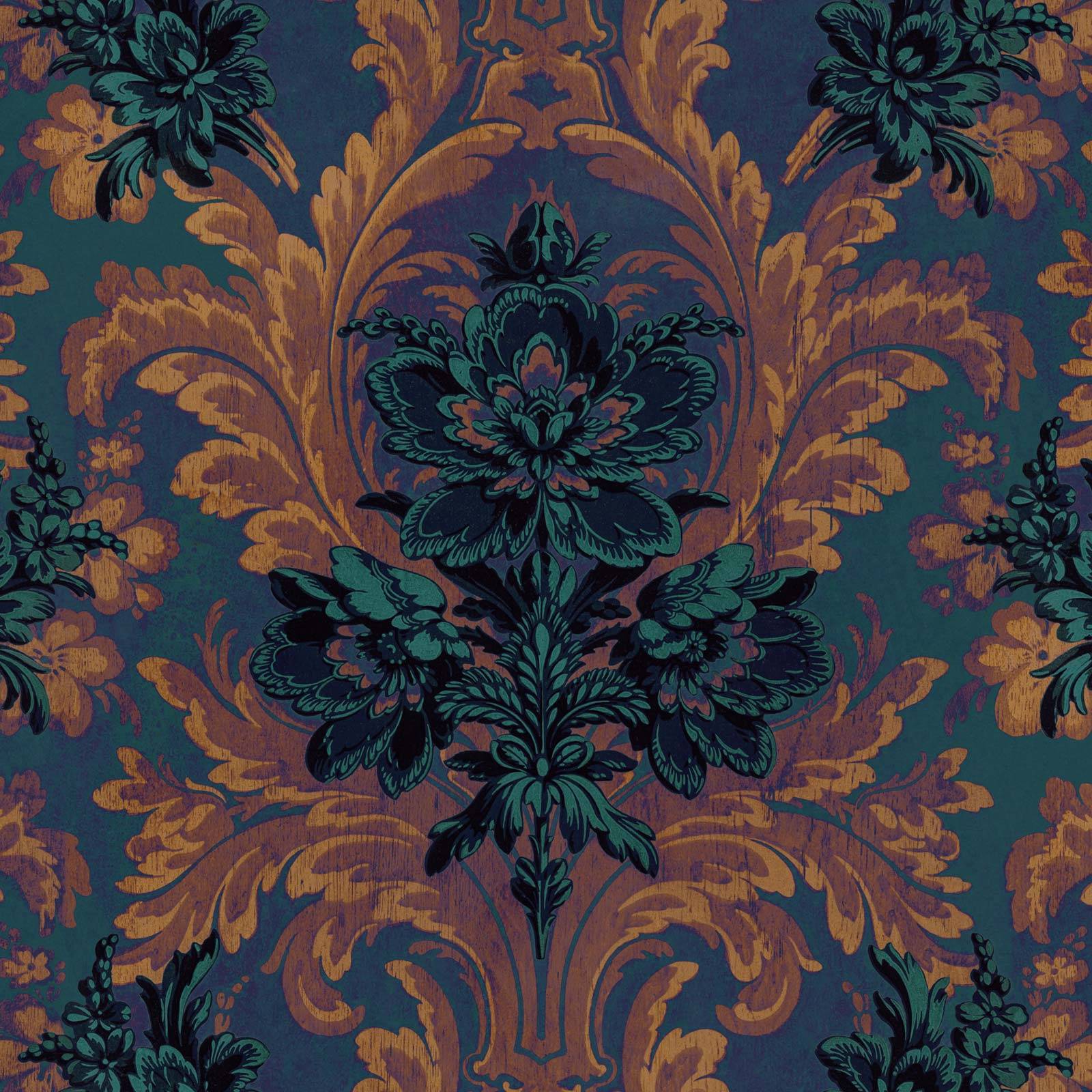 a blue and brown floral pattern