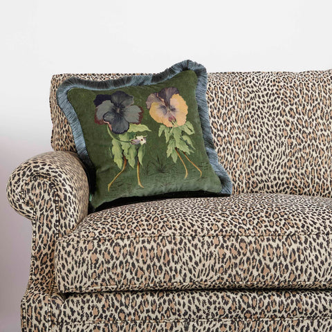 LOVE LETTER Velvet Medium Fringed Cushion - Verde secondary image