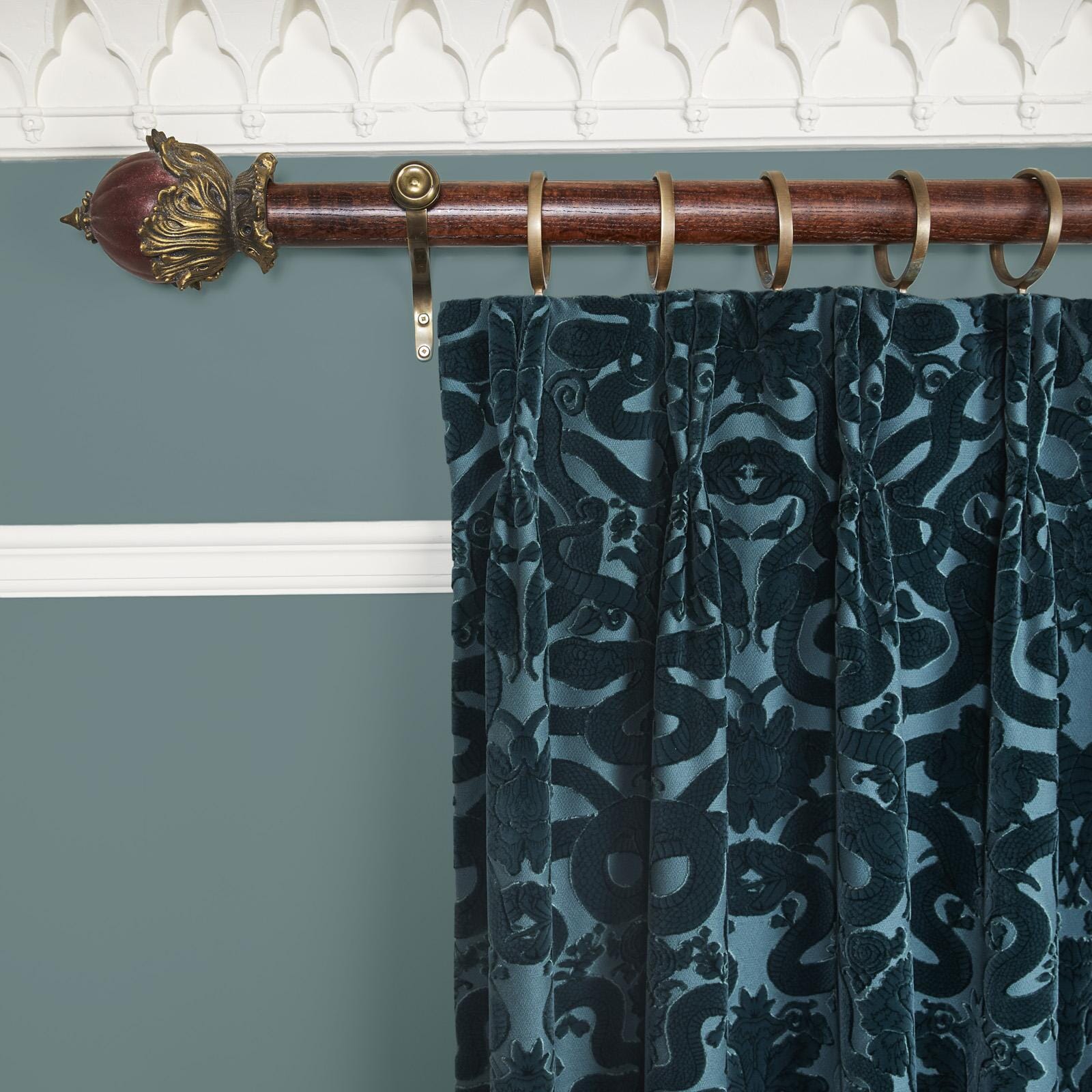 ANACONDA  Velvet Curtain - Petrol