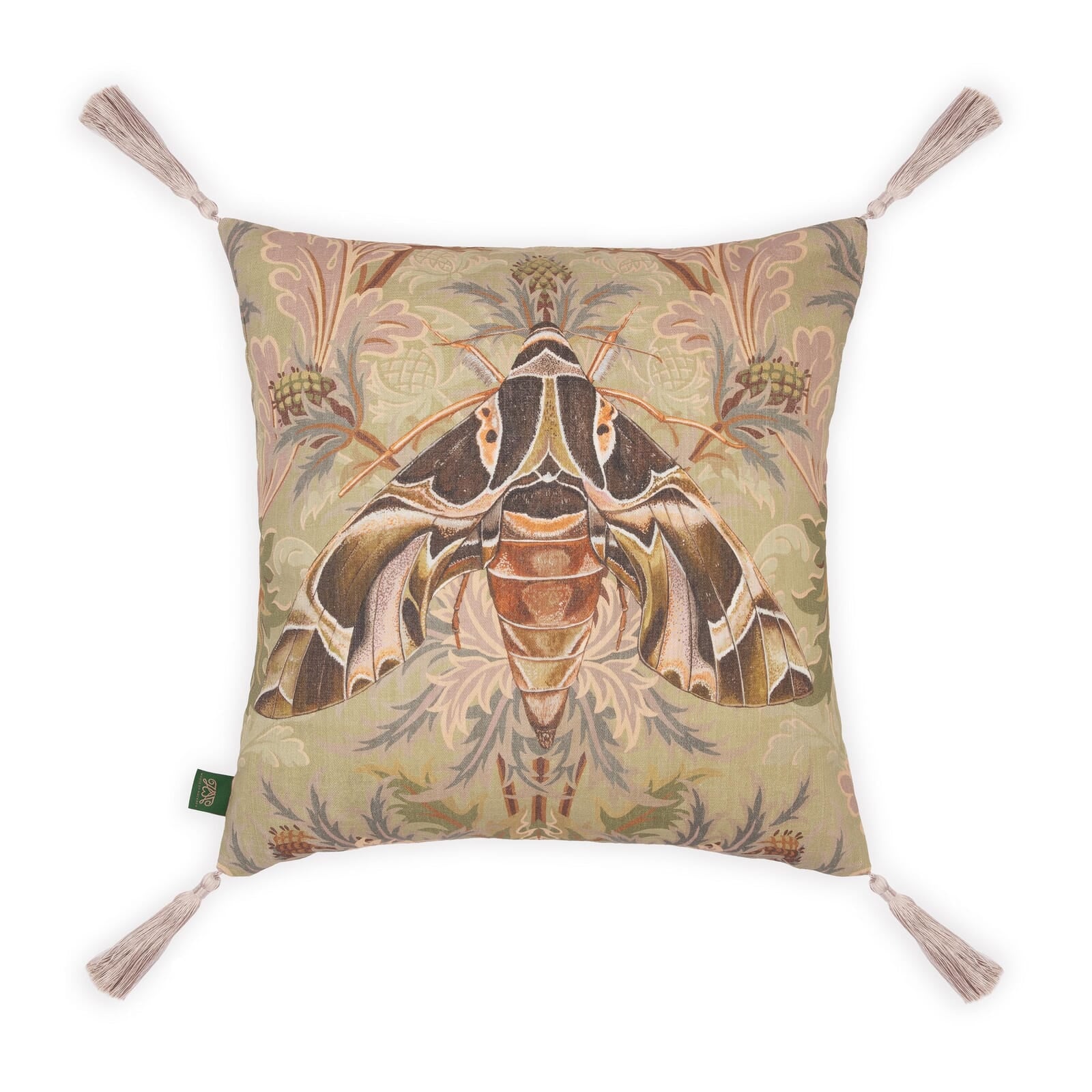 AQUIFOLIA Moth Medium Tassel Cushion - Apple