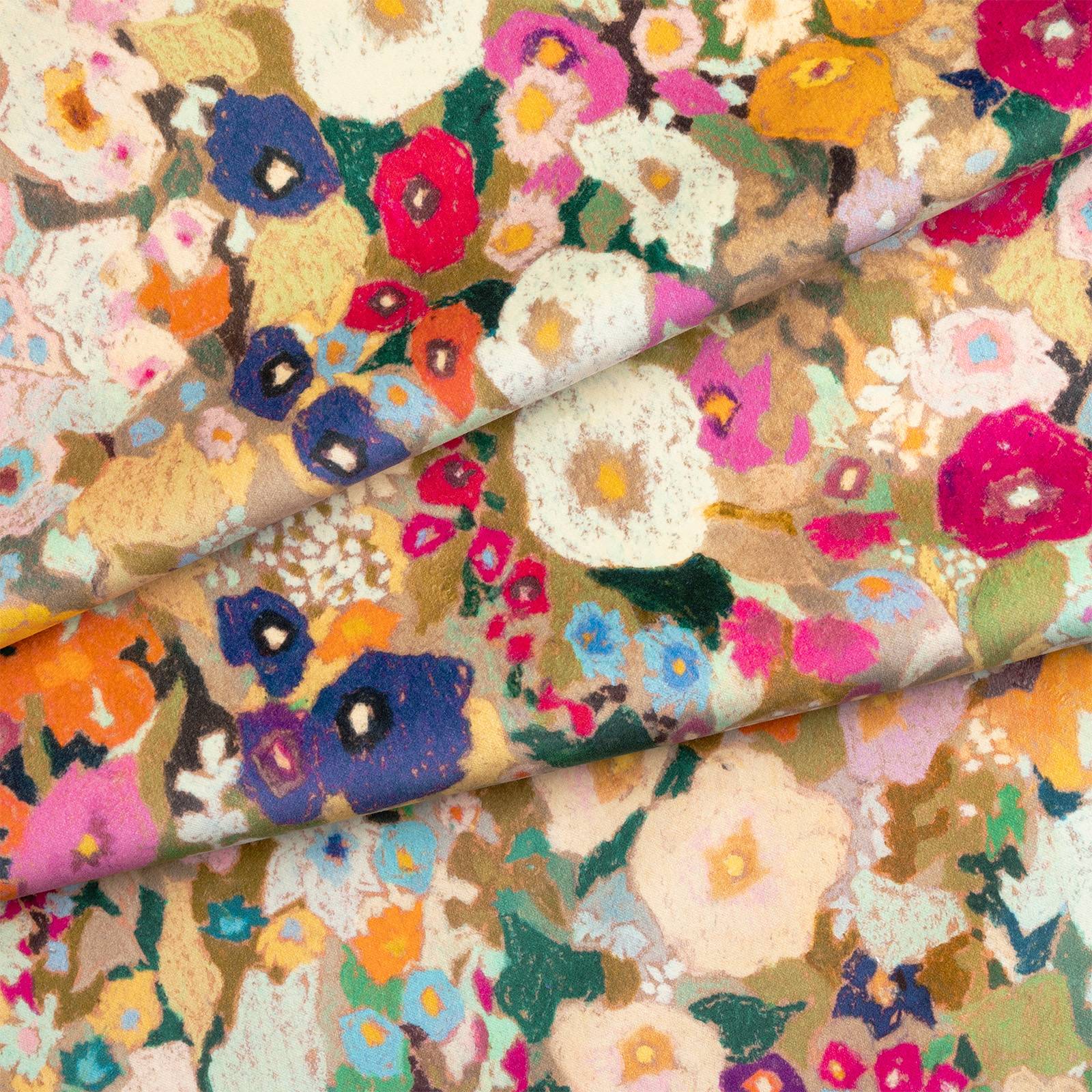 HOLLYHOCKS Velvet Curtain - Spring