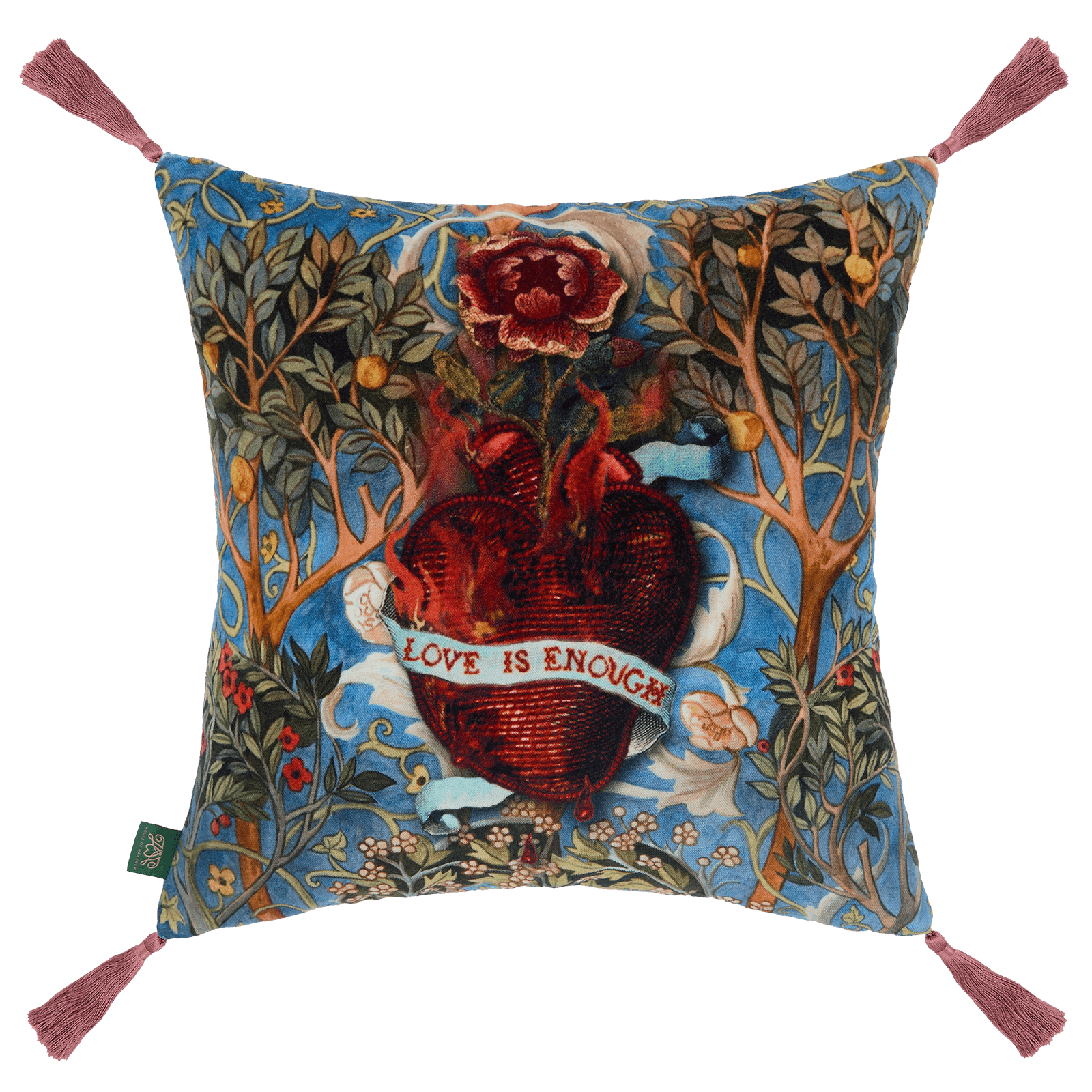 LOVE IS ENOUGH Organic Velvet Cushion - Celestial Blue