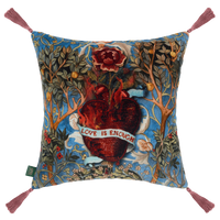 LOVE IS ENOUGH Organic Velvet Cushion - Celestial Blue
