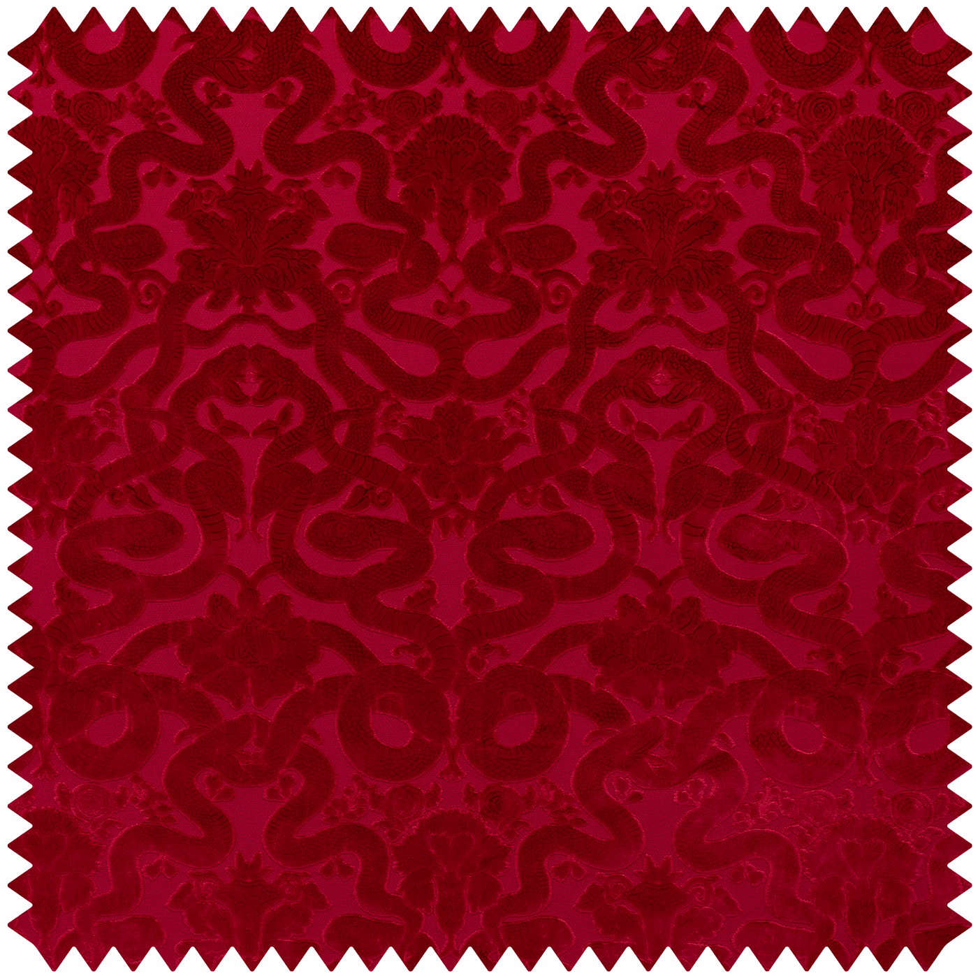 a red fabric with a pattern