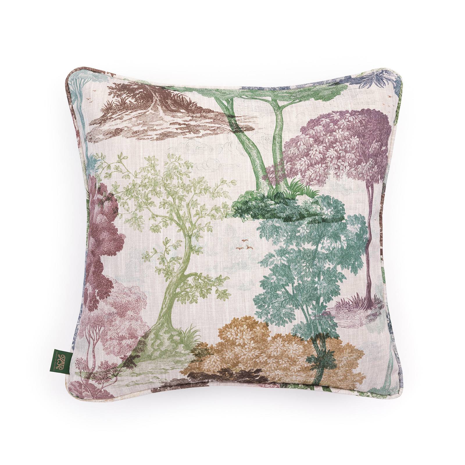 DENDROPHILIA Cotton Linen Medium Piped Cushion - Iridis