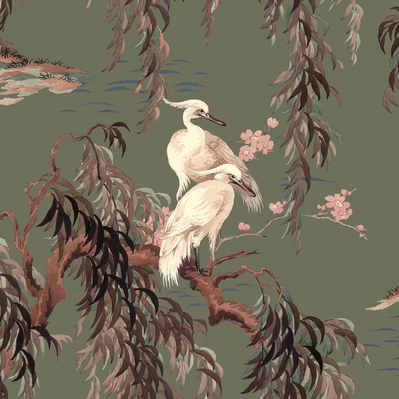 a wallpaper with birds on a tree