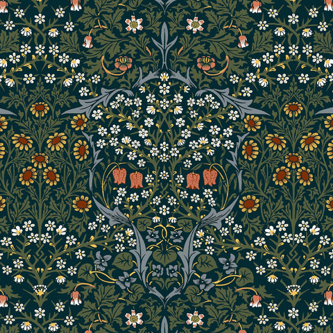 BLACKTHORN Wallpaper - Billiard Green Sample