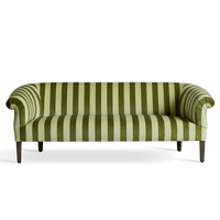 CAMELOT STRIPE Velvet Lowback Settee - Juniper