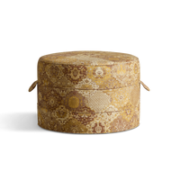 CASPAR Linen Medium Round Hassock - Ginger
