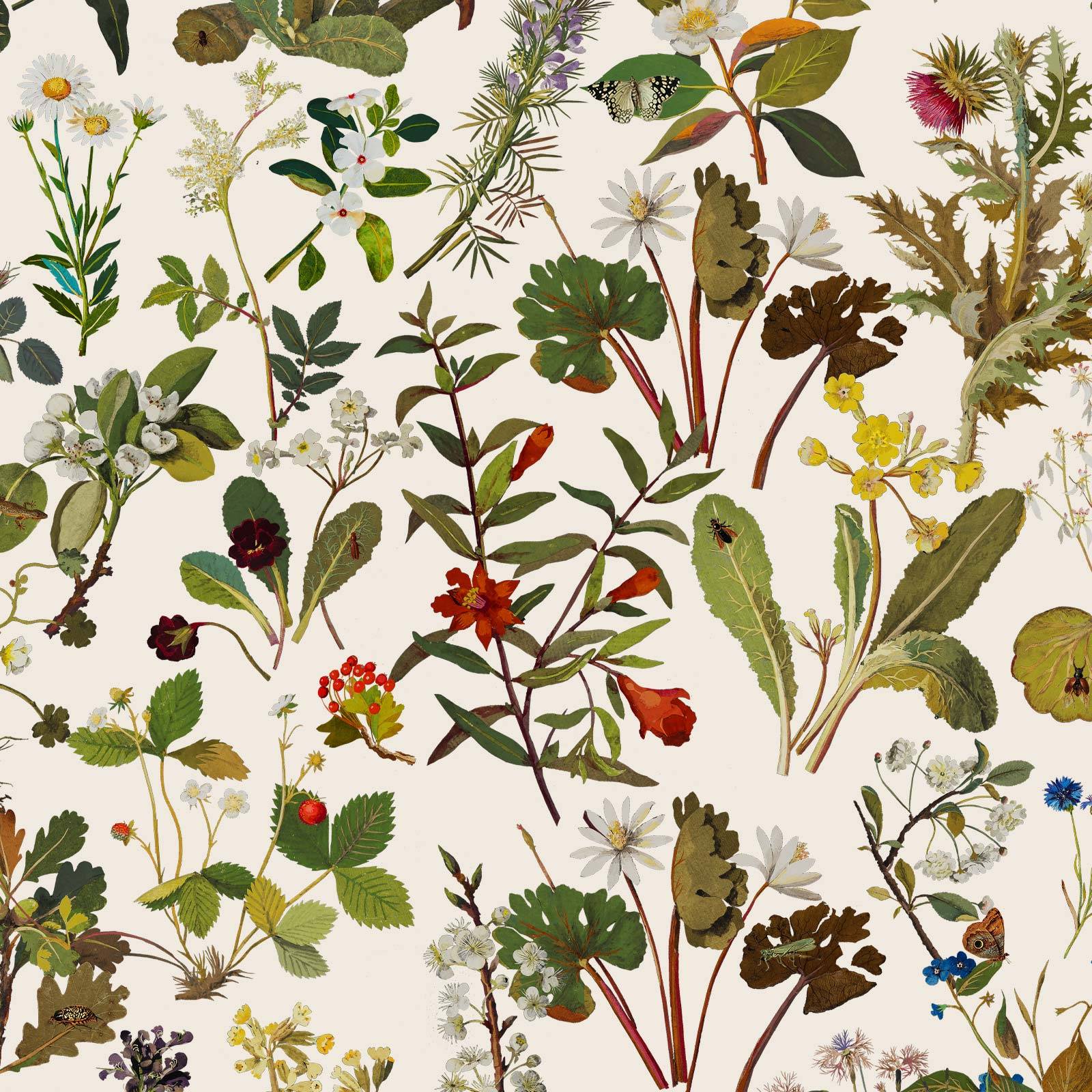 a wallpaper with flowers and leaves