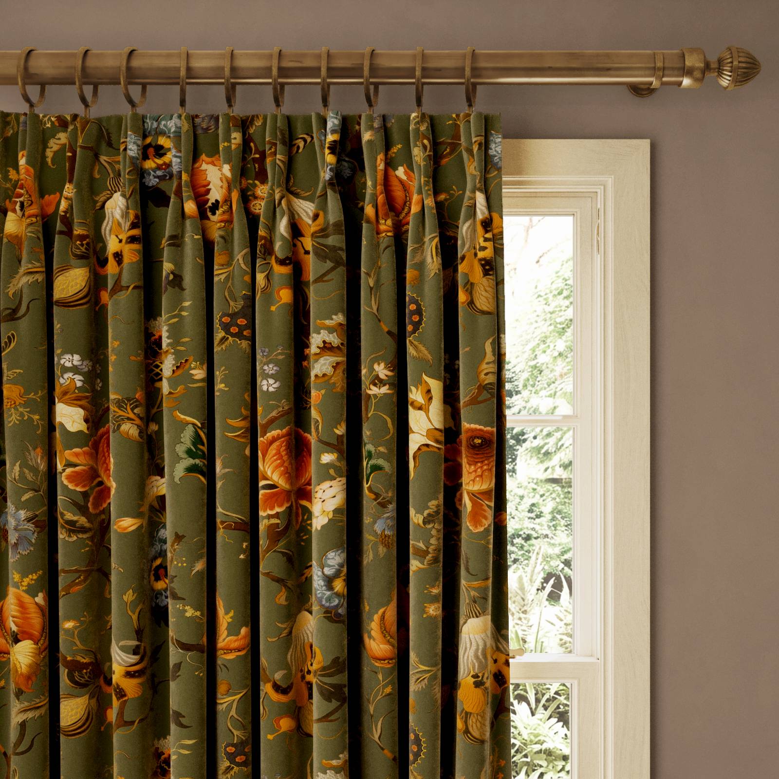 ARTEMIS Velvet Curtain - Moss Green