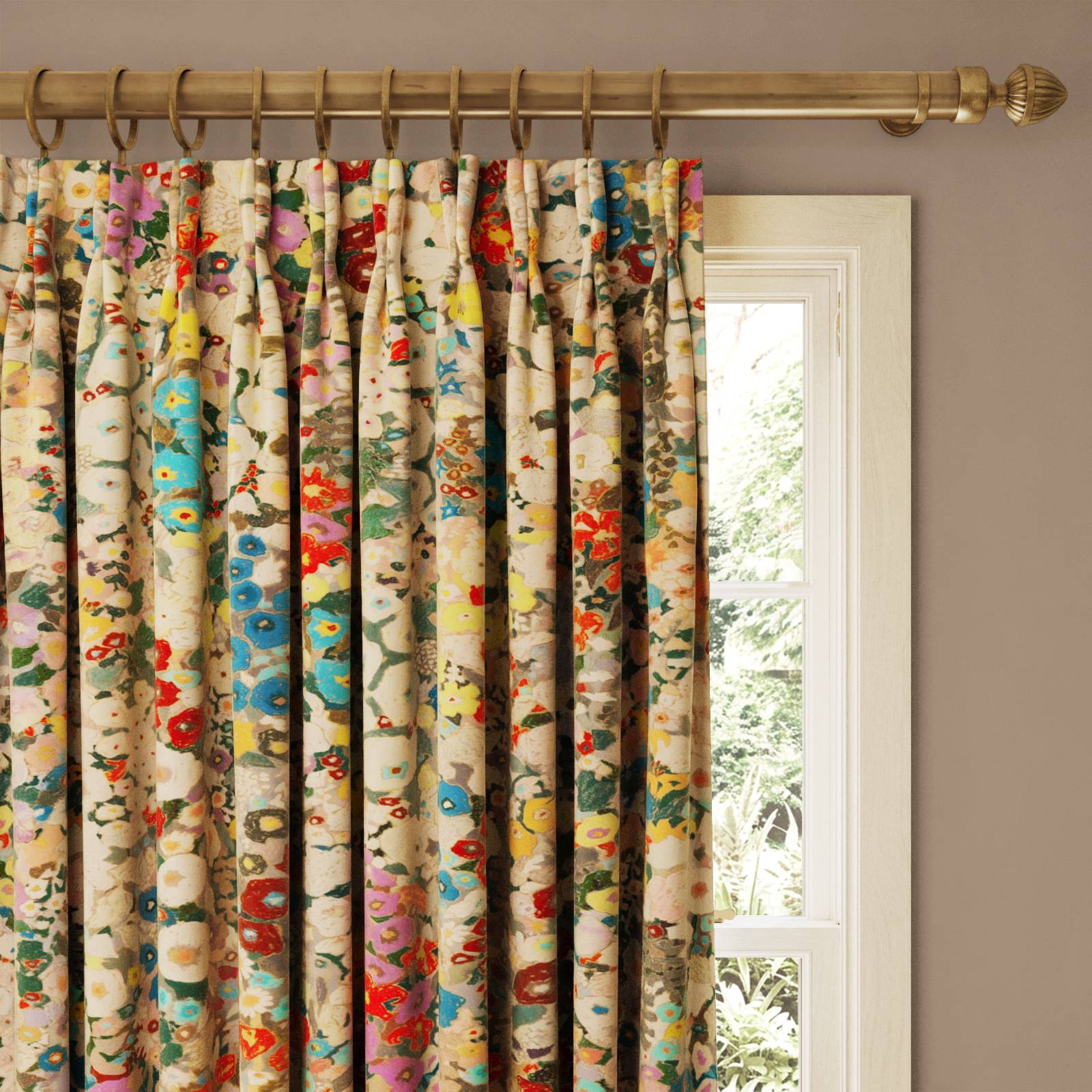 HOLLYHOCKS Velvet Curtain - Autumn