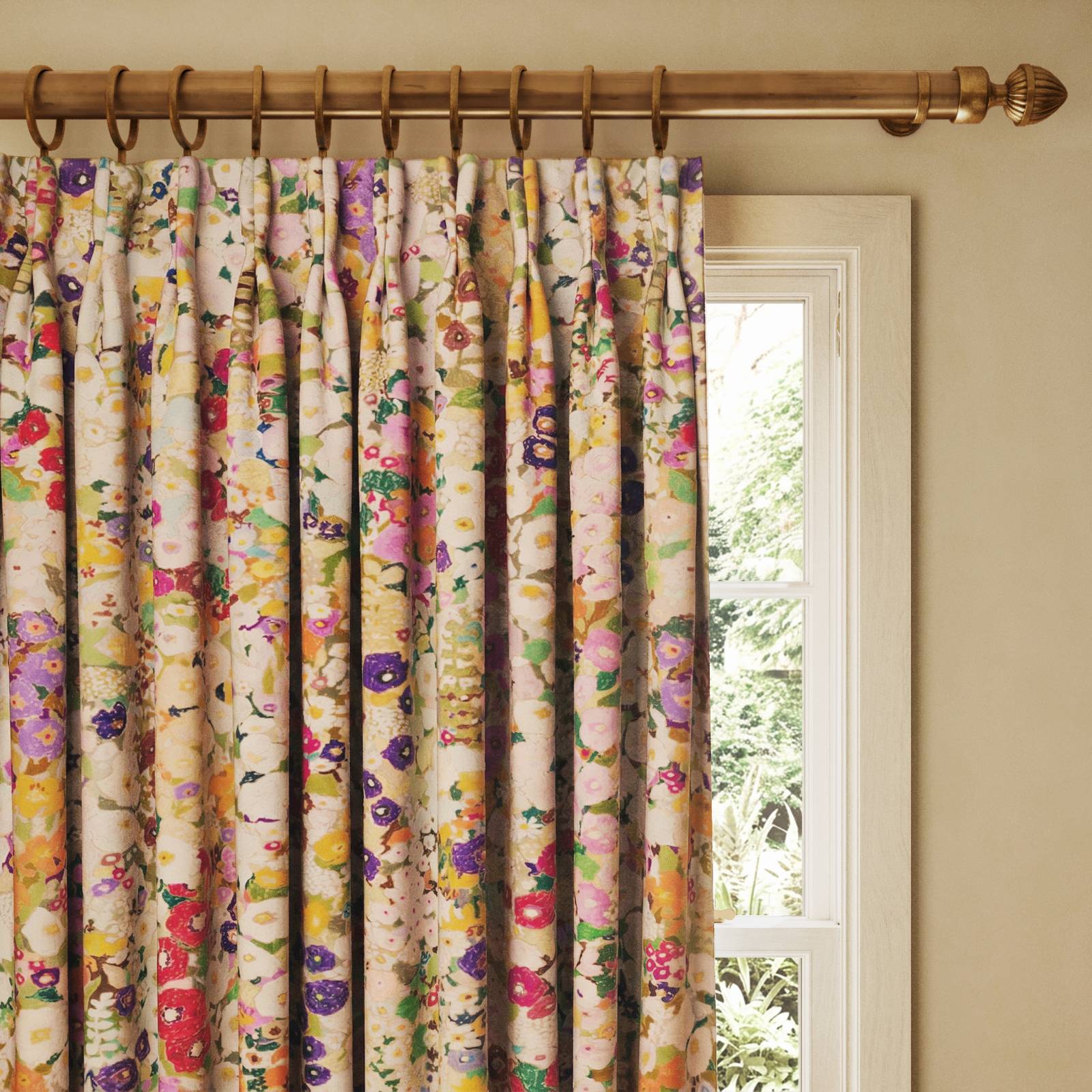 HOLLYHOCKS Velvet Curtain - Spring