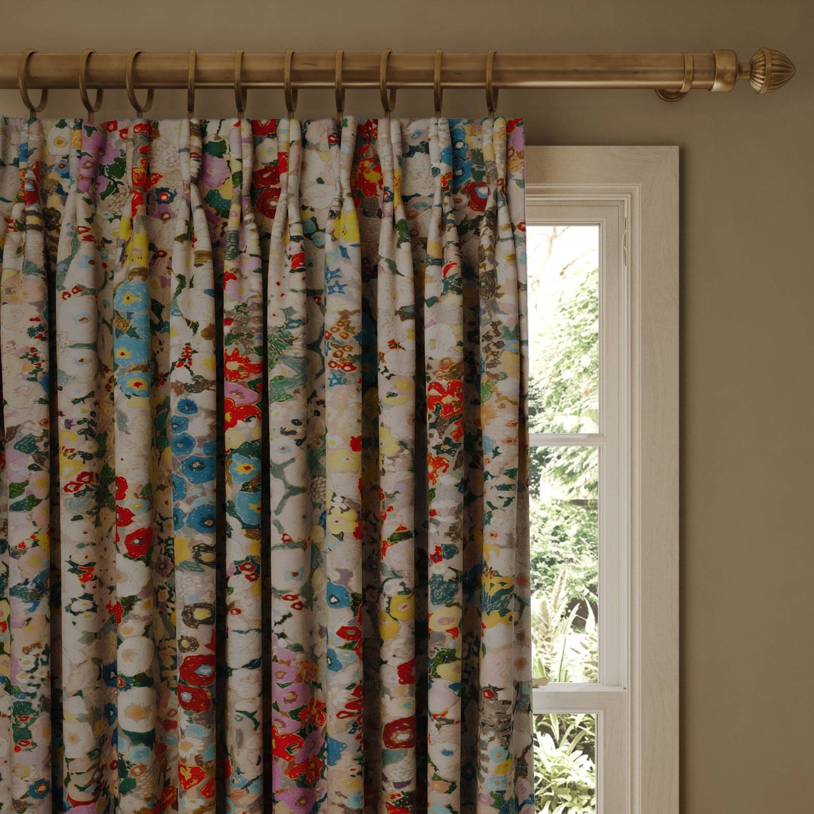HOLLYHOCKS Velvet Curtain - Autumn