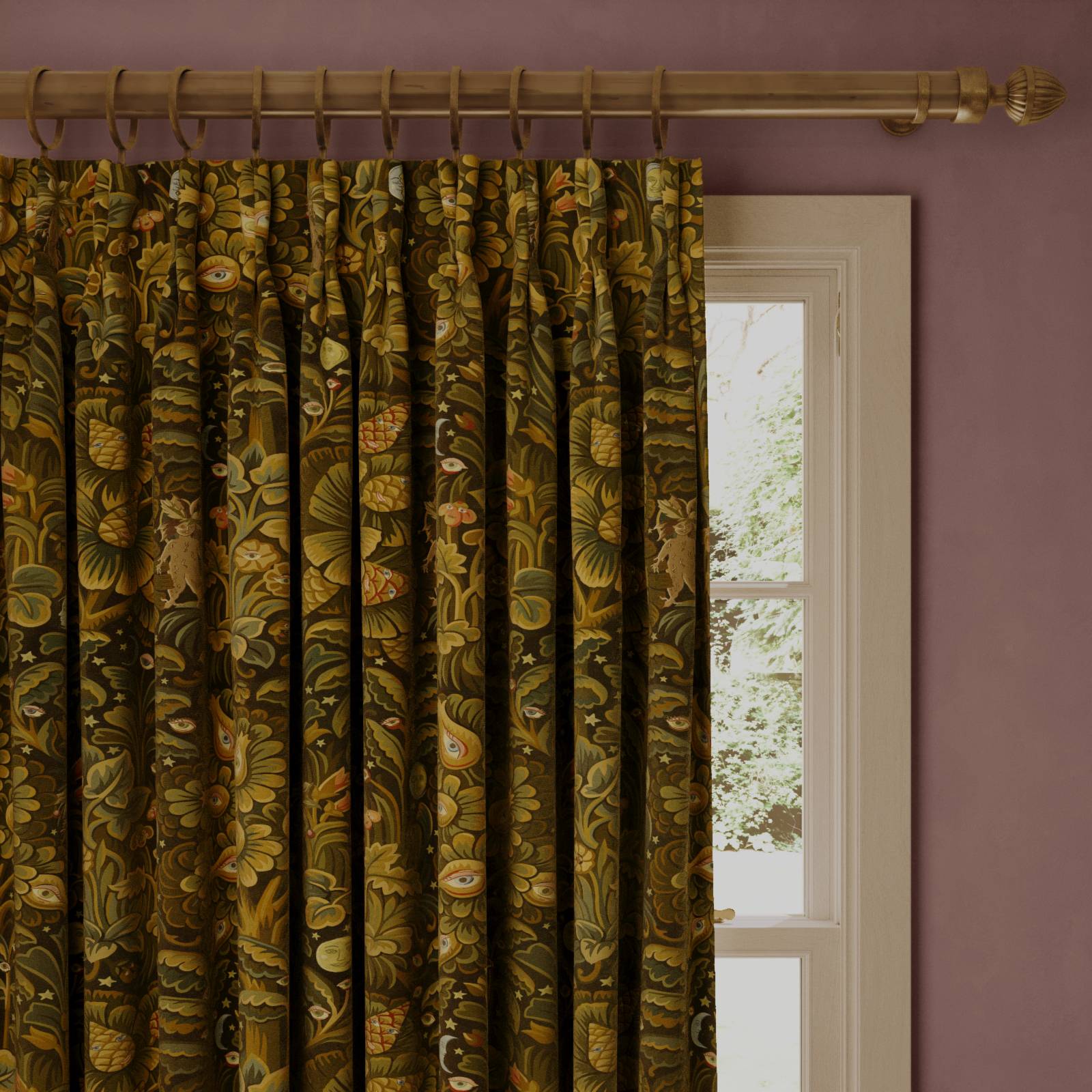 MOON GARDEN Velvet Curtain - Midnight