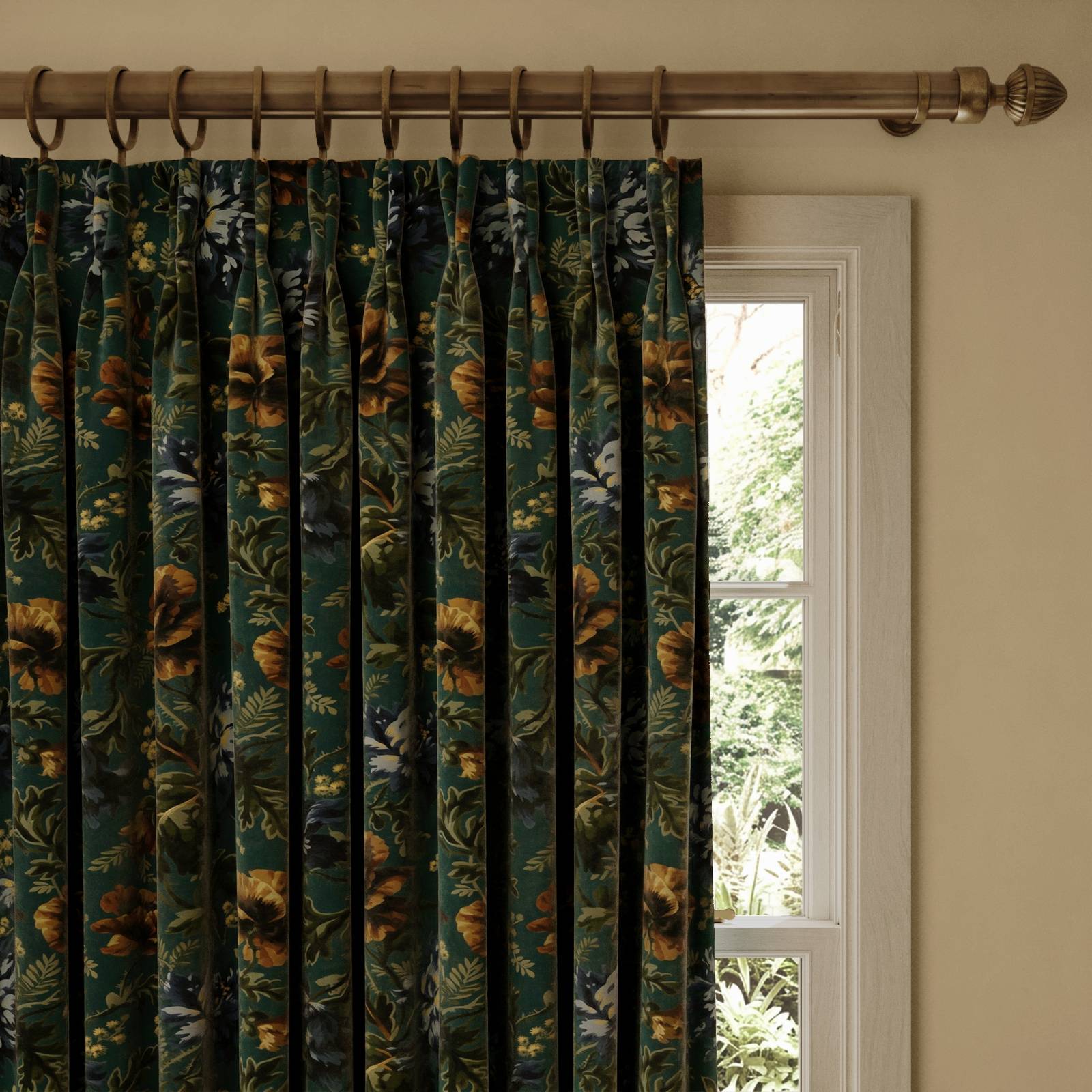 OPIA Velvet Curtain - Petrol