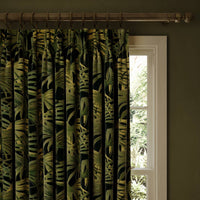 PALMERAL Velvet Curtain - Midnight & Green