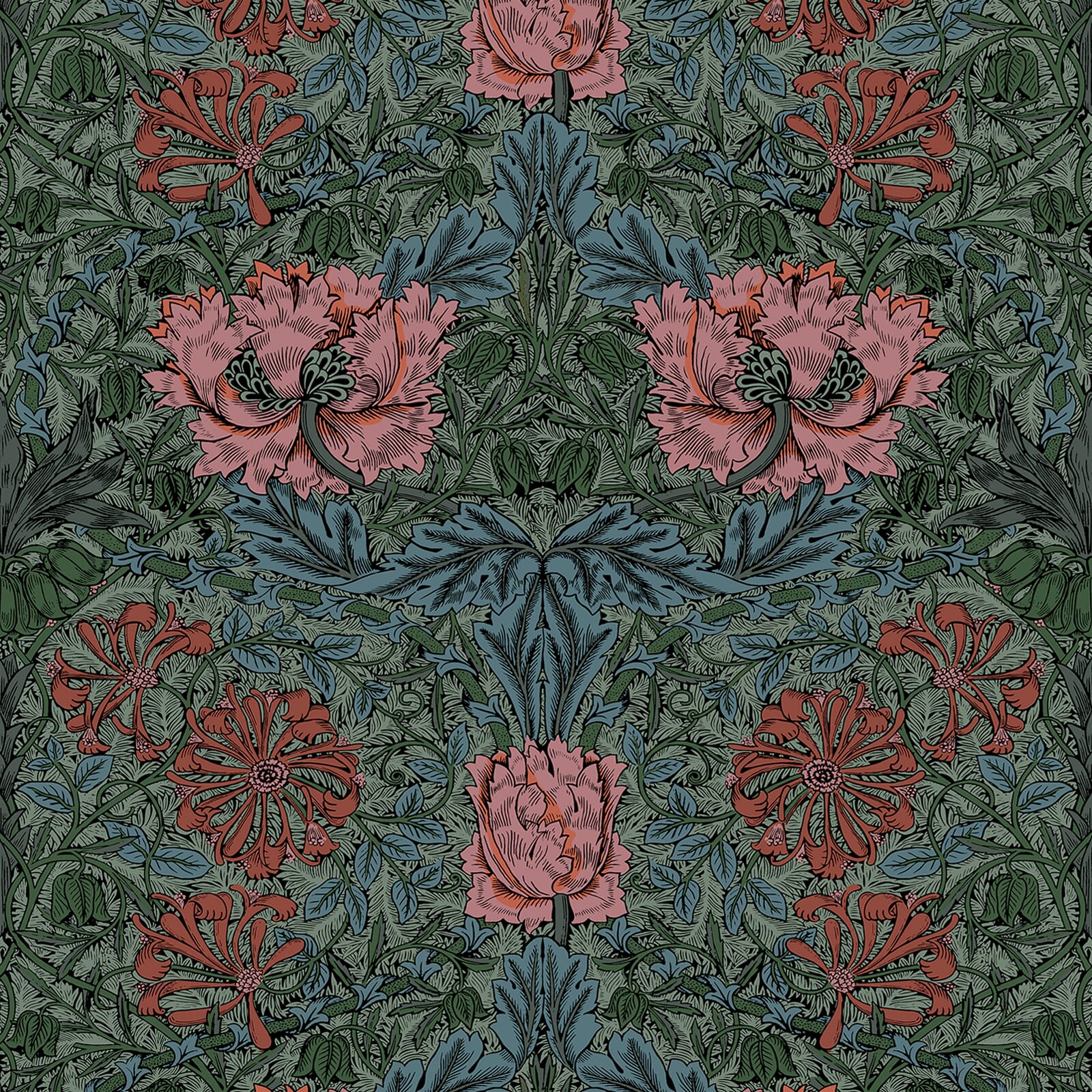 HONEYSUCKLE Wallpaper - Petrol