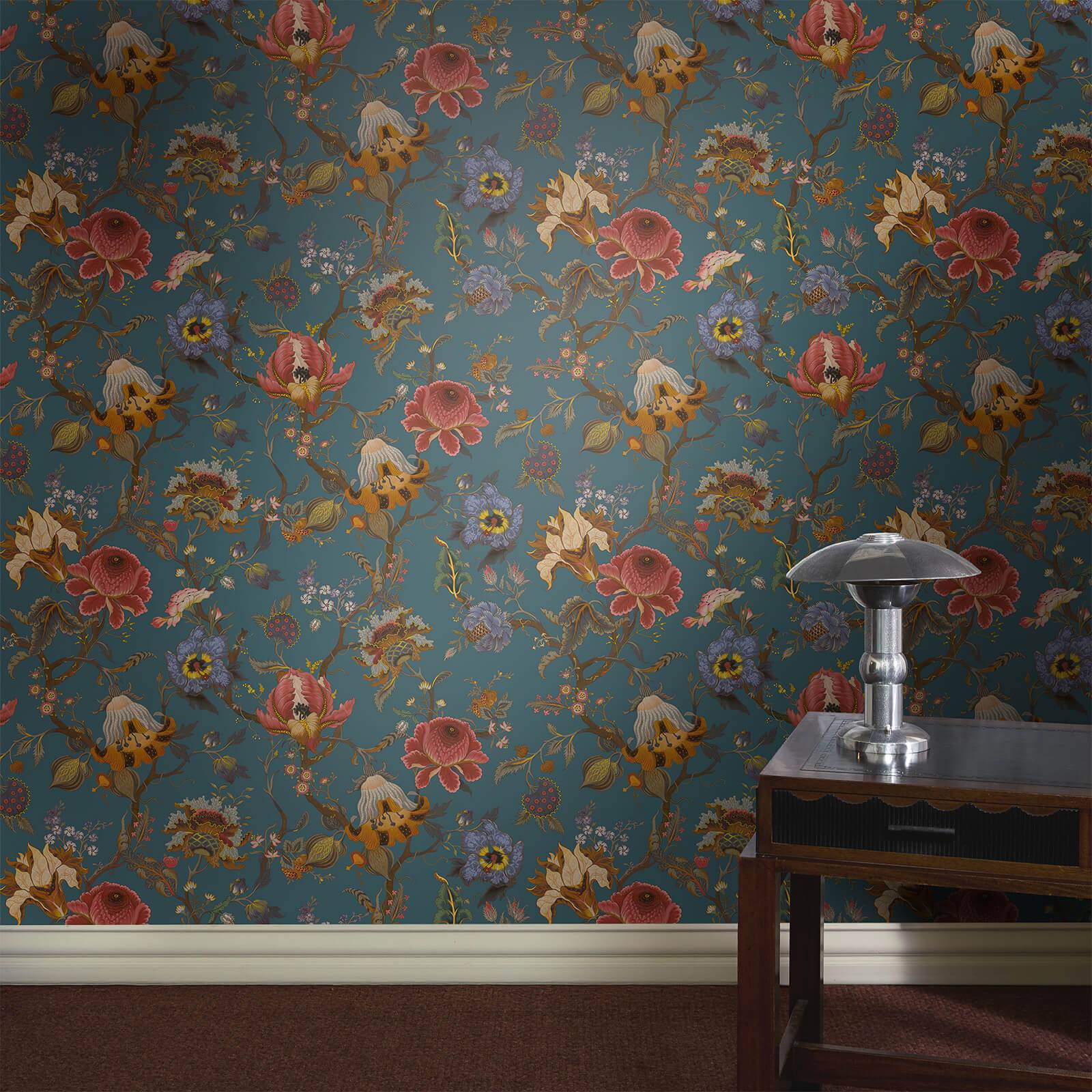 a table with a lamp on it