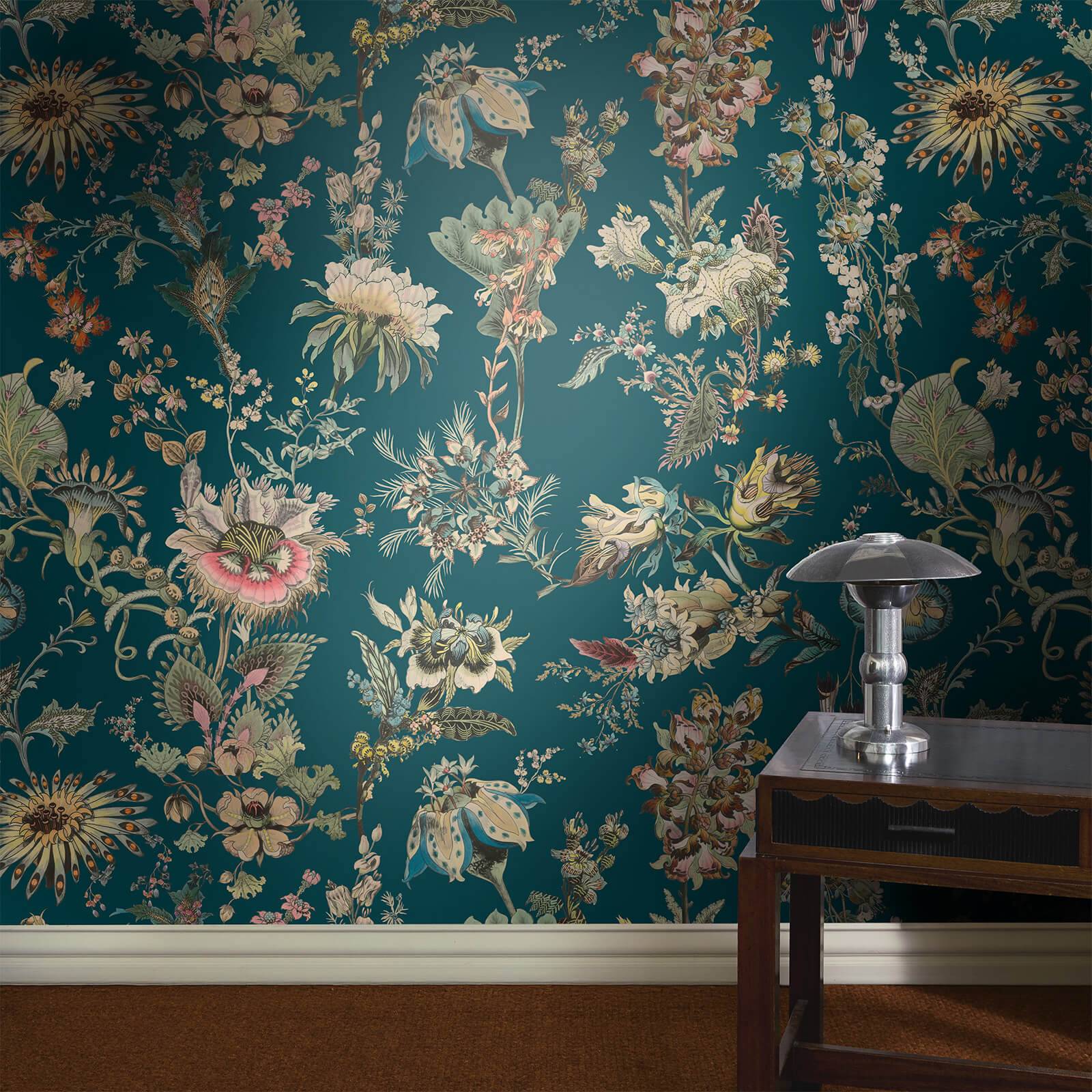 FLORA FANTASIA Wallpaper - Cerulean