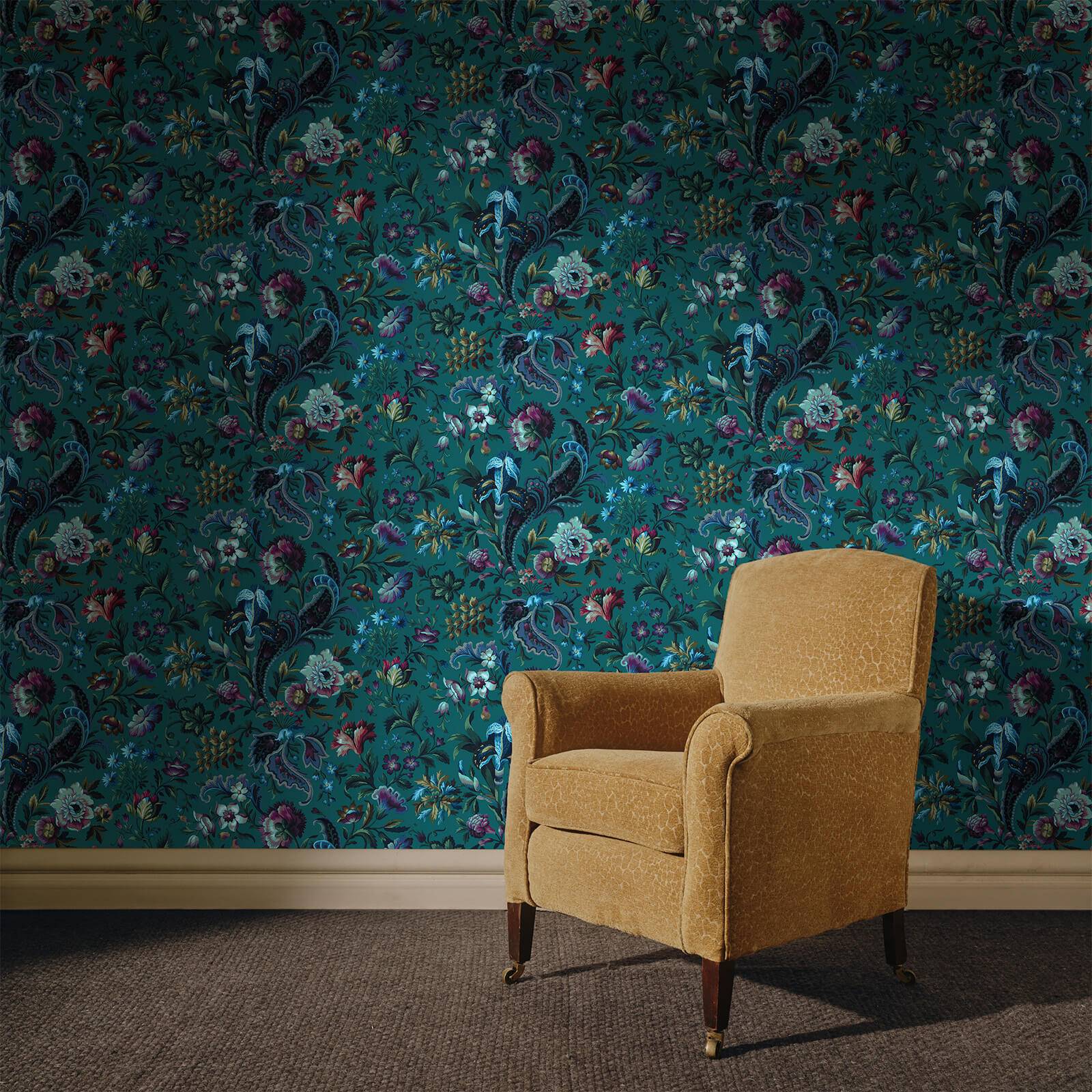 FLORIKA Wallpaper - Petrol