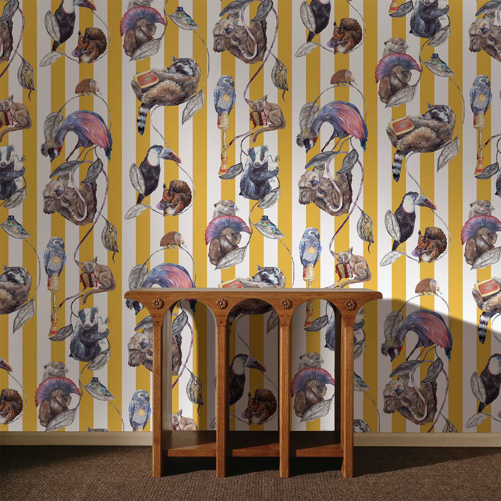 a table and a wallpaper