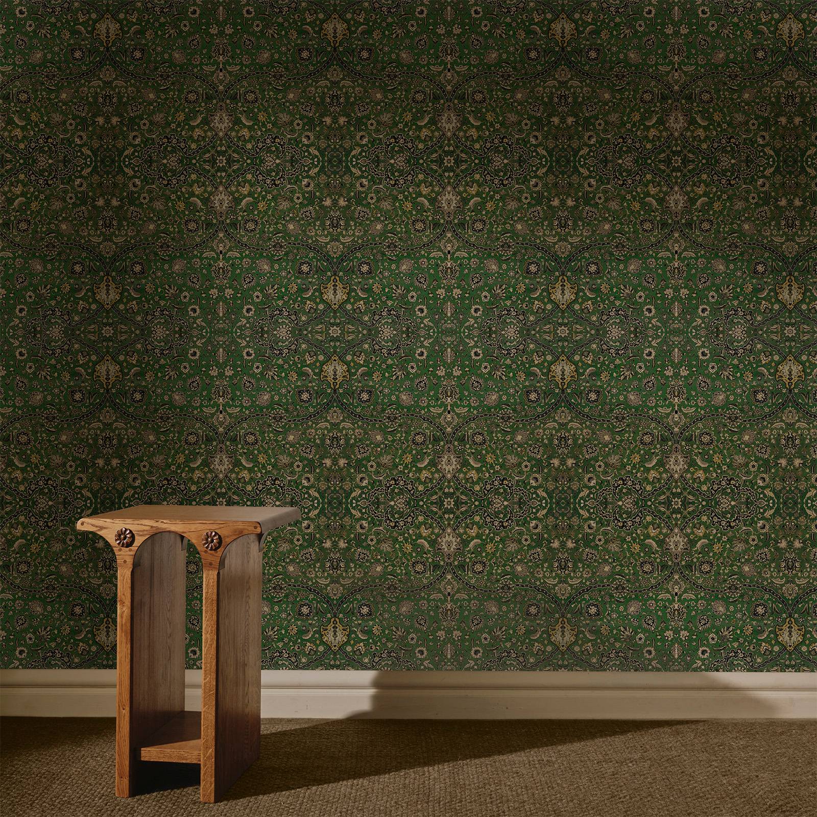 a wooden table in a room