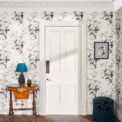 LONDON ROSE Traditional Wallpaper - Smoke Grey secondary image