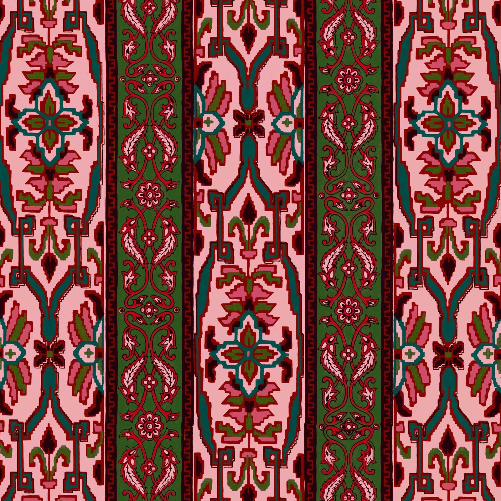 MAMOUNIA Wallpaper - Amaranth & Juniper Green