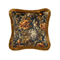 OPIA Medium Fringed Velvet Cushion - Midnight