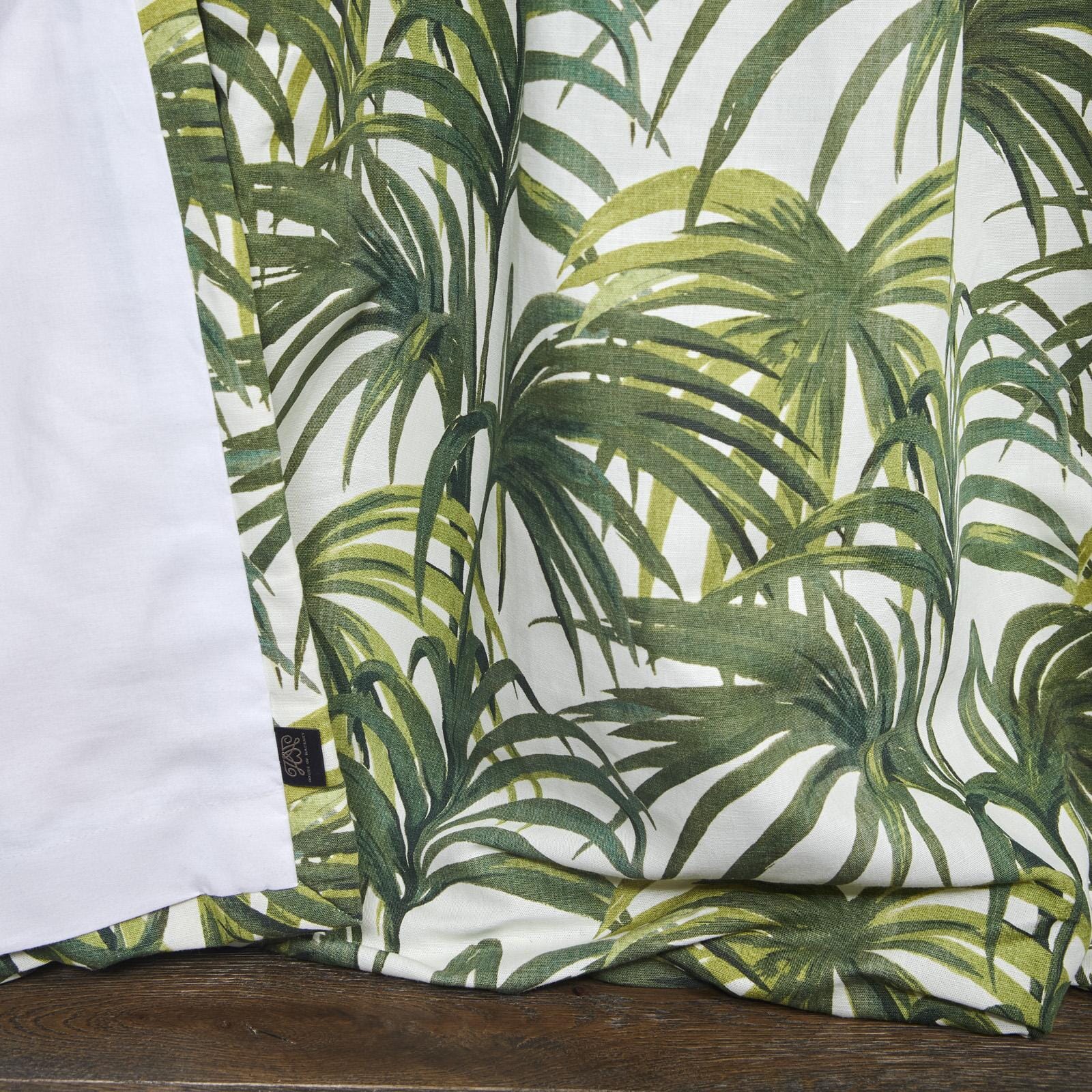 PALMERAL Cotton Linen Curtain - Off White & Green