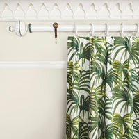 PALMERAL Cotton Linen Curtain - Off White & Green
